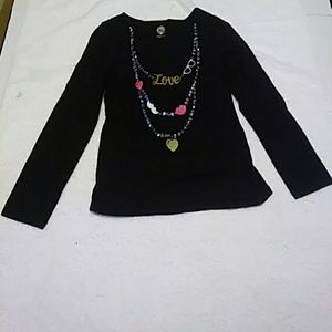 Total Girl Black Bling Necklace Tshirt S 6/7